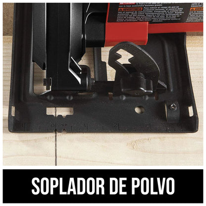 SKIL 5180-01 integrated dust blower feature graphic in Spanish
