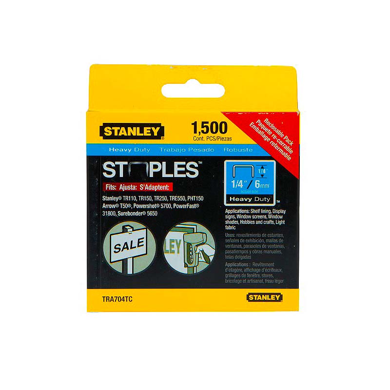 Stanley 1/4in Heavy-Duty Staples - 1,500pk