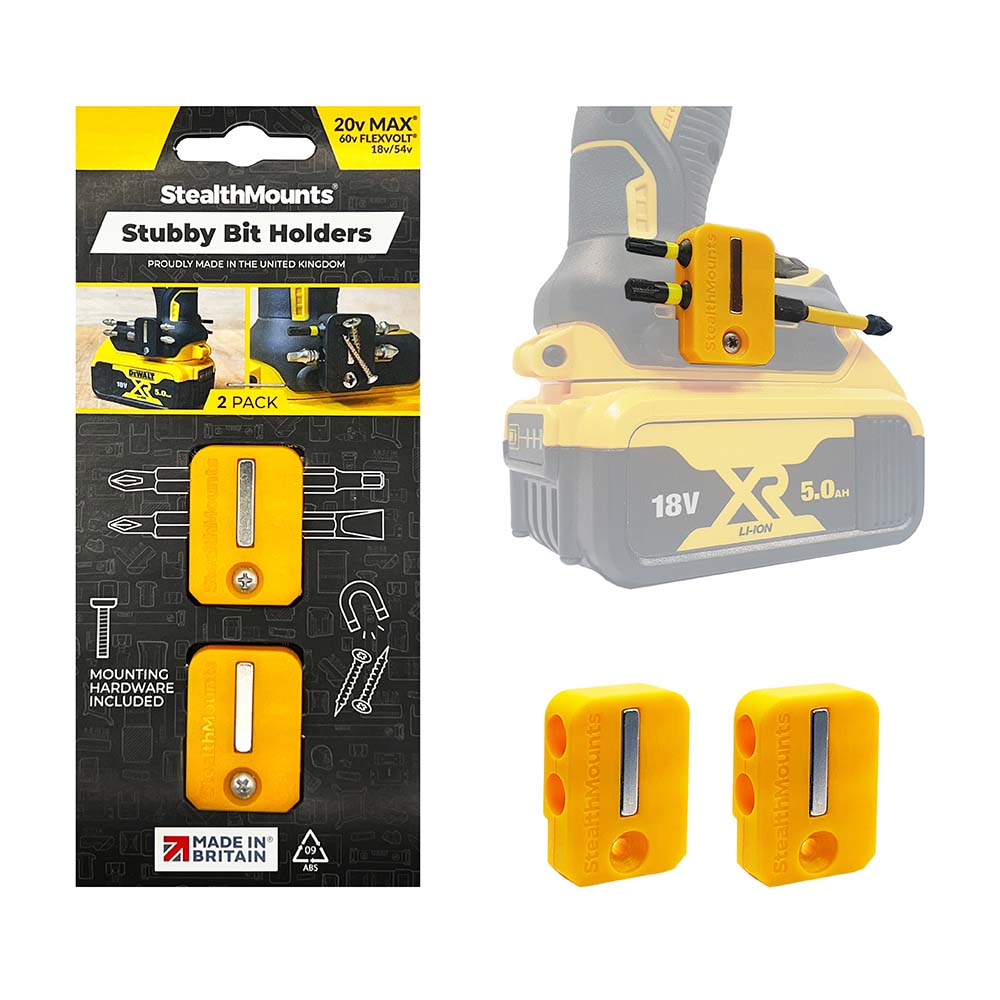 StealthMounts Magnetic Stubby Bit Holder for DeWalt XR & FLEXVOLT - 2pk