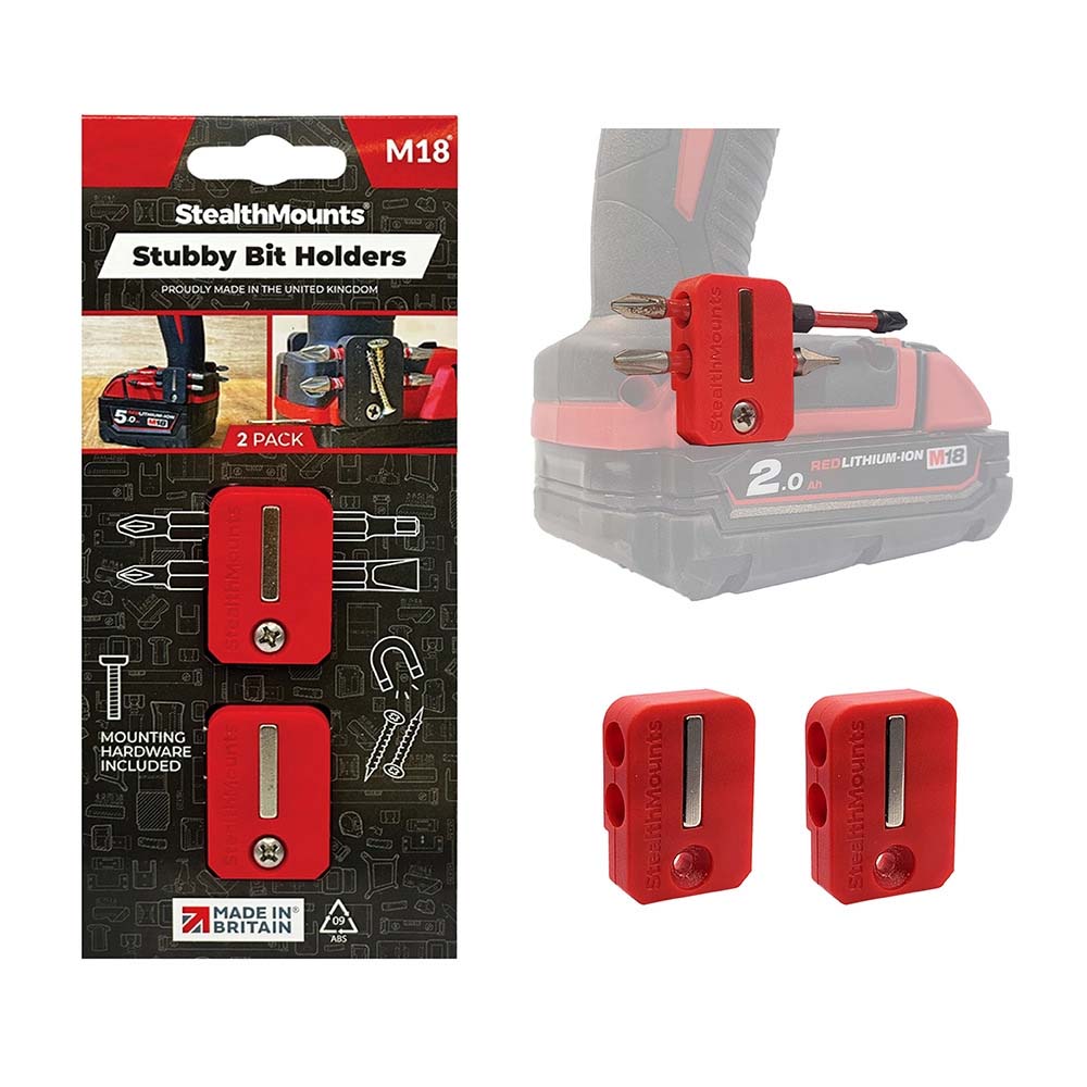 StealthMounts Magnetic Stubby Bit Holder for Milwaukee M18 - 2pk