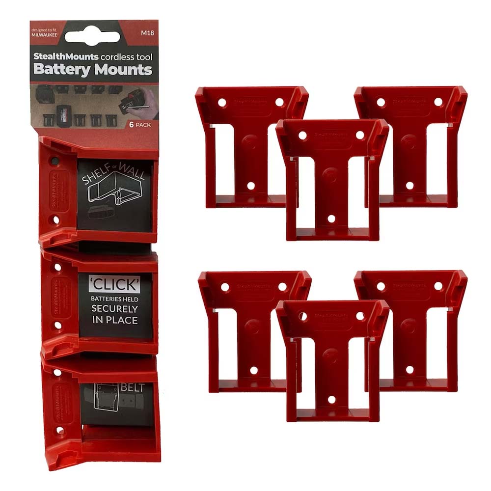 StealthMounts Milwaukee M18 Battery Mounts - 6pk