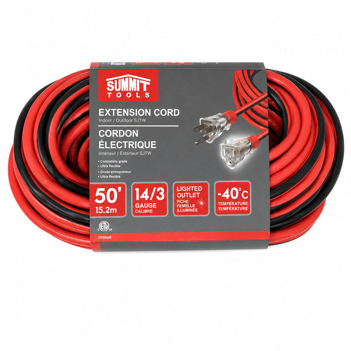 Summit 14/3 Gauge All-Weather Extension Cord with Lighted End