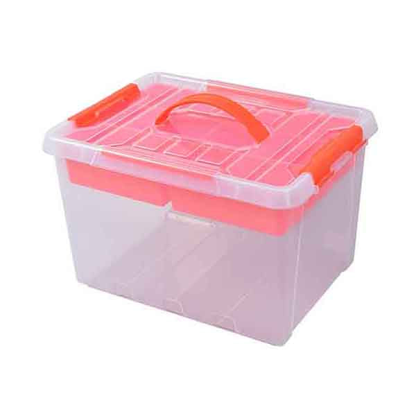 TACTIX 22L Clear Storage Box with Removable Tray Insert