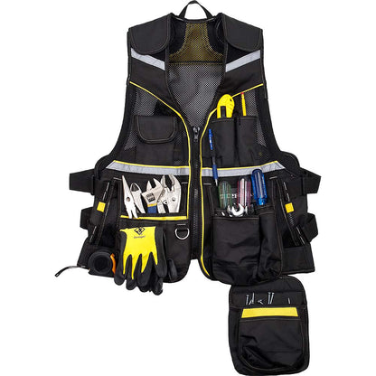 TERRA Black Multi-Pocket Reflective Mesh Tool Vest