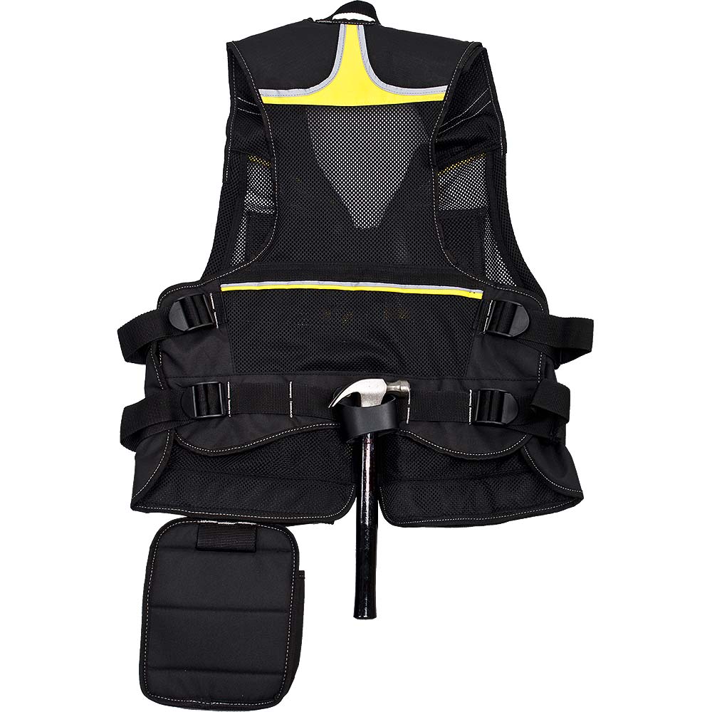 TERRA Black Multi-Pocket Reflective Mesh Tool Vest