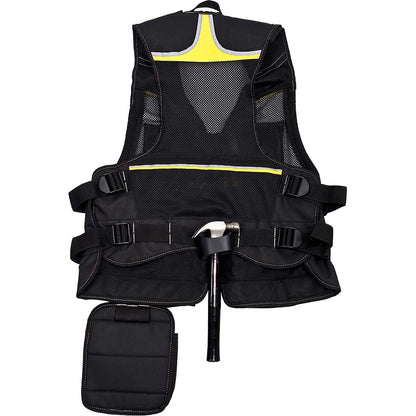 TERRA Black Multi-Pocket Reflective Mesh Tool Vest