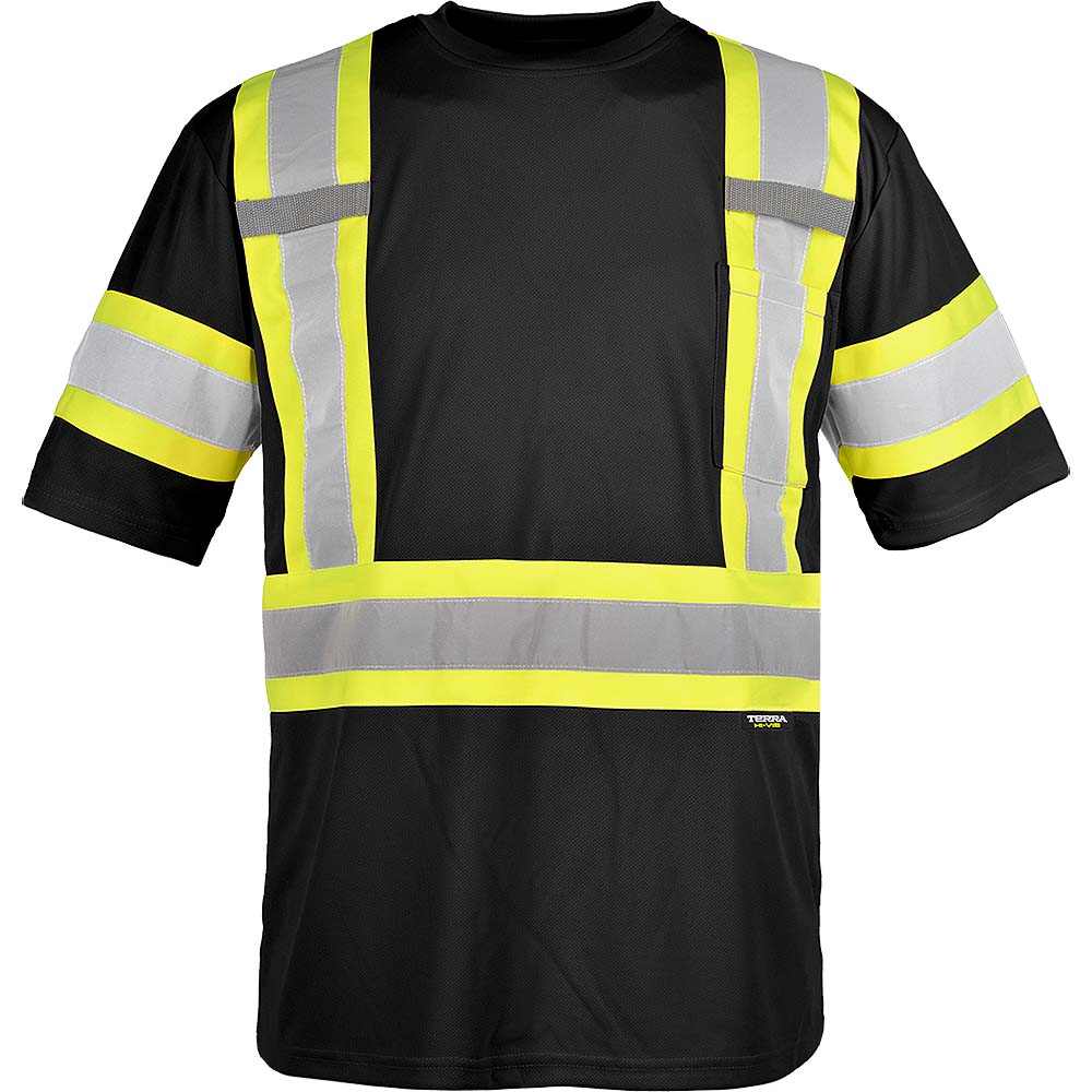 TERRA Hi-Vis Short Sleeve T-Shirt Black - Medium