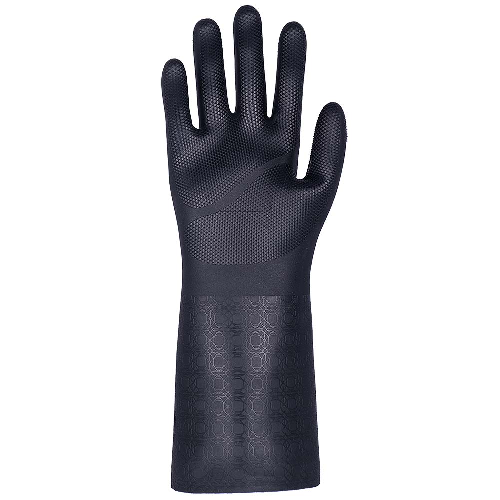 TERRA Horizon Black Multi-Purpose Diamond-Grip TPE Chemical Resistant Gloves showing the diamond-grip texture