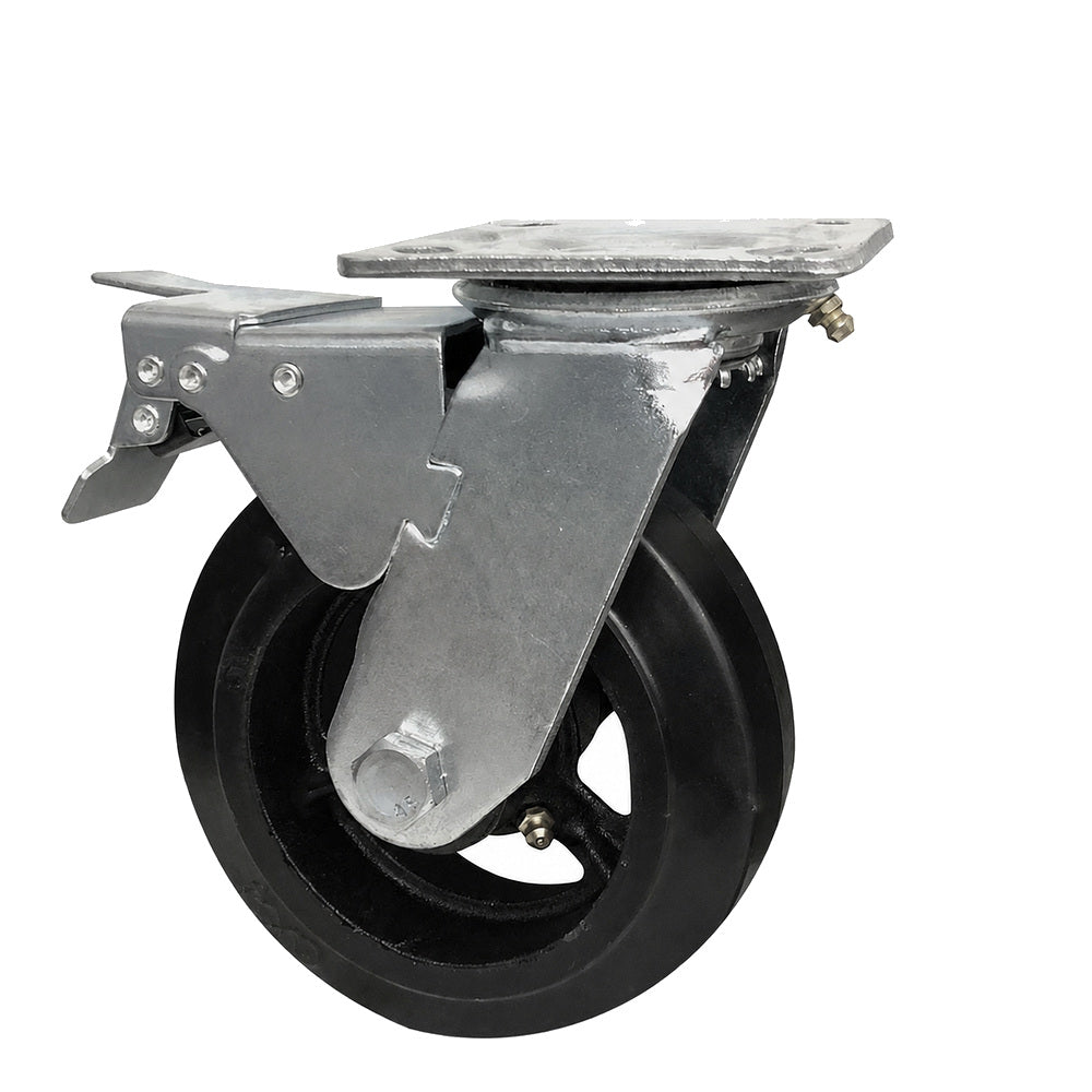 Truwerx 4" Industrial Rubber Swivel Caster Wheel with Brake