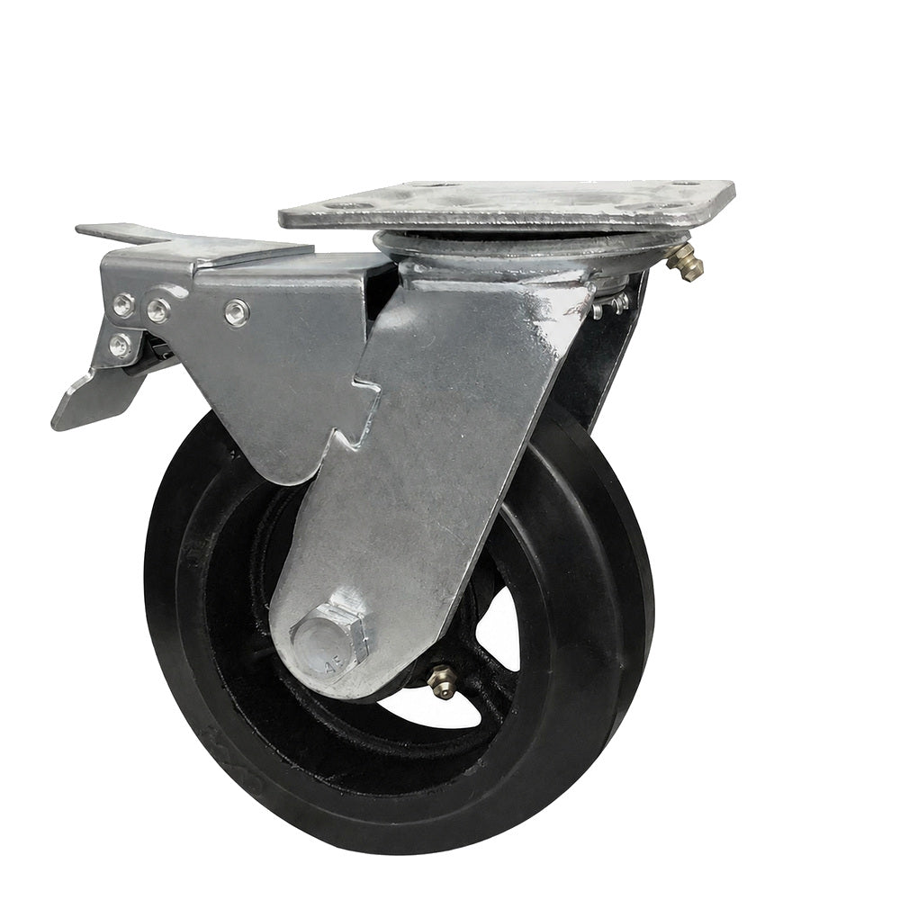 Truwerx 6" Industrial Rubber Swivel Caster Wheel with Brake