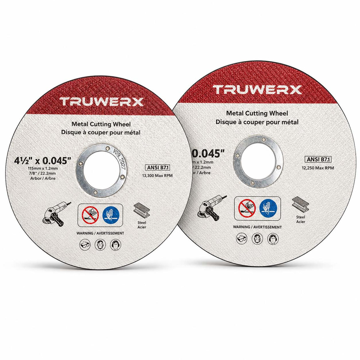 Truwerx 0.045" x 7/8" High-Performance Flat Cut-Off Wheels for Metal Cutting - 10pk