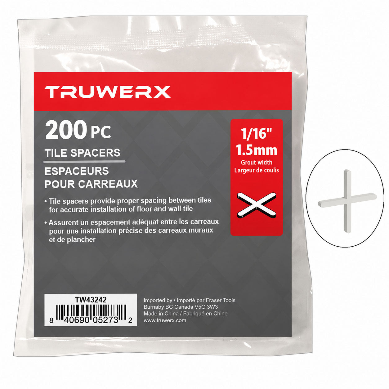 Truwerx X-Type Tile Spacers - 200pk