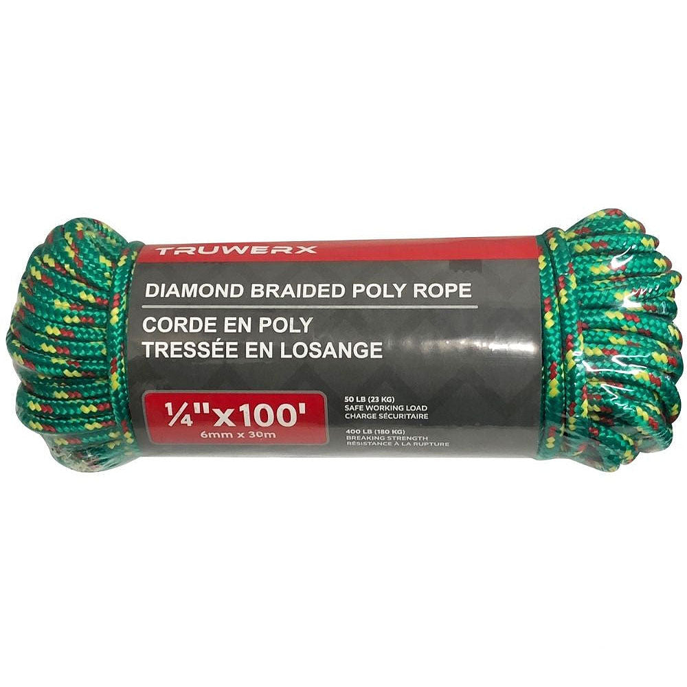 Truwerx 1/4in PP Diamond Braid Utility Rope - 16 Strand