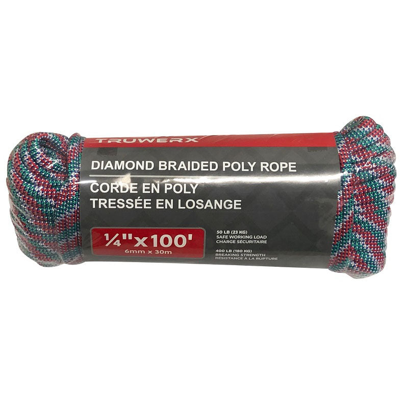 Truwerx 1/4in PP Diamond Braid Utility Rope - 32 Strand