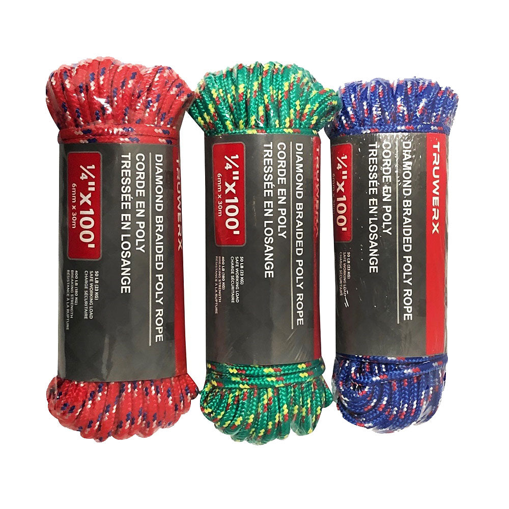 Truwerx 1/4in PP Diamond Braid Utility Rope - 16 Strand