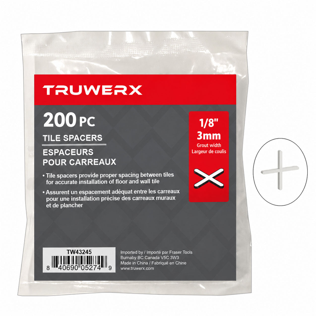 Truwerx X-Type Tile Spacers - 200pk