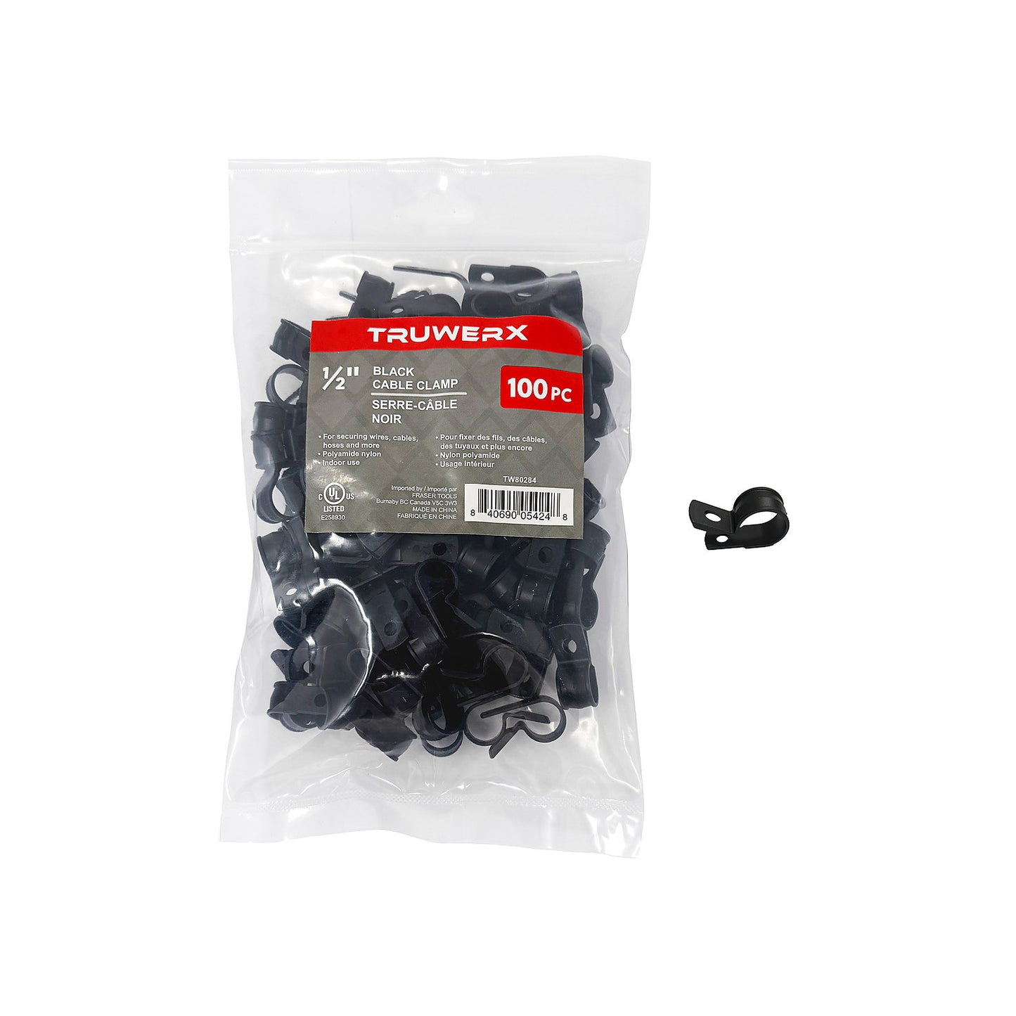 Truwerx 100pc 1/2in Black Cable Clamps - product image