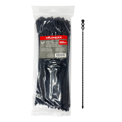Truwerx 100pc 12in Reusable Beaded Cable Ties - product image