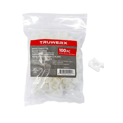 Truwerx 100pc Large White Cable Tie Screw Mounts - product image