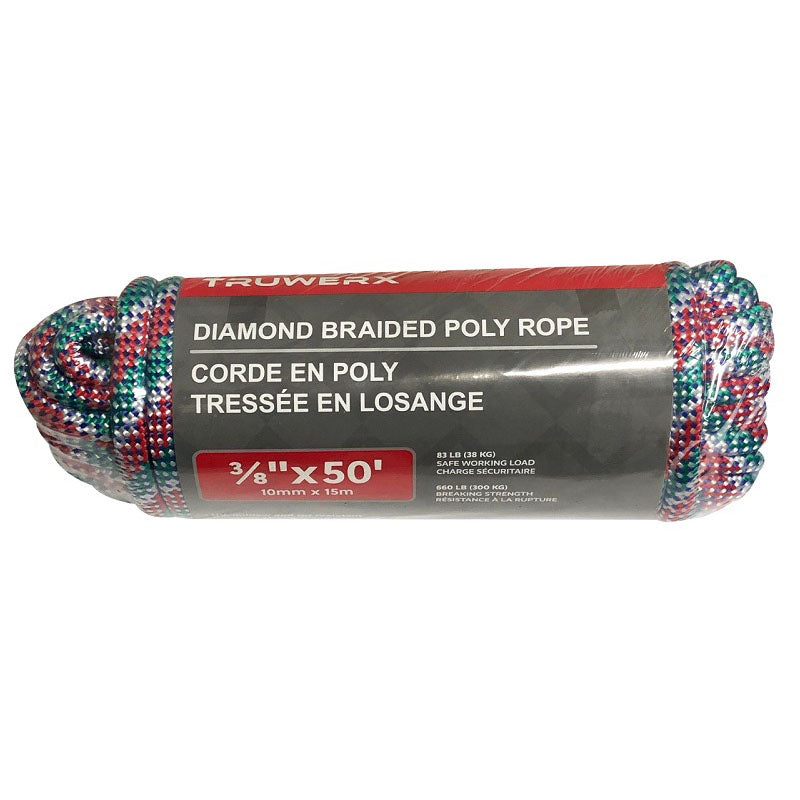 Truwerx 3/8in PP Diamond Braid Utility Rope - 32 Strand