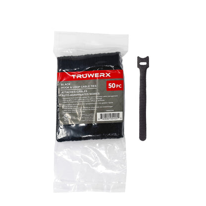 Truwerx 50pc Black Hook & Loop Cable Ties - product image