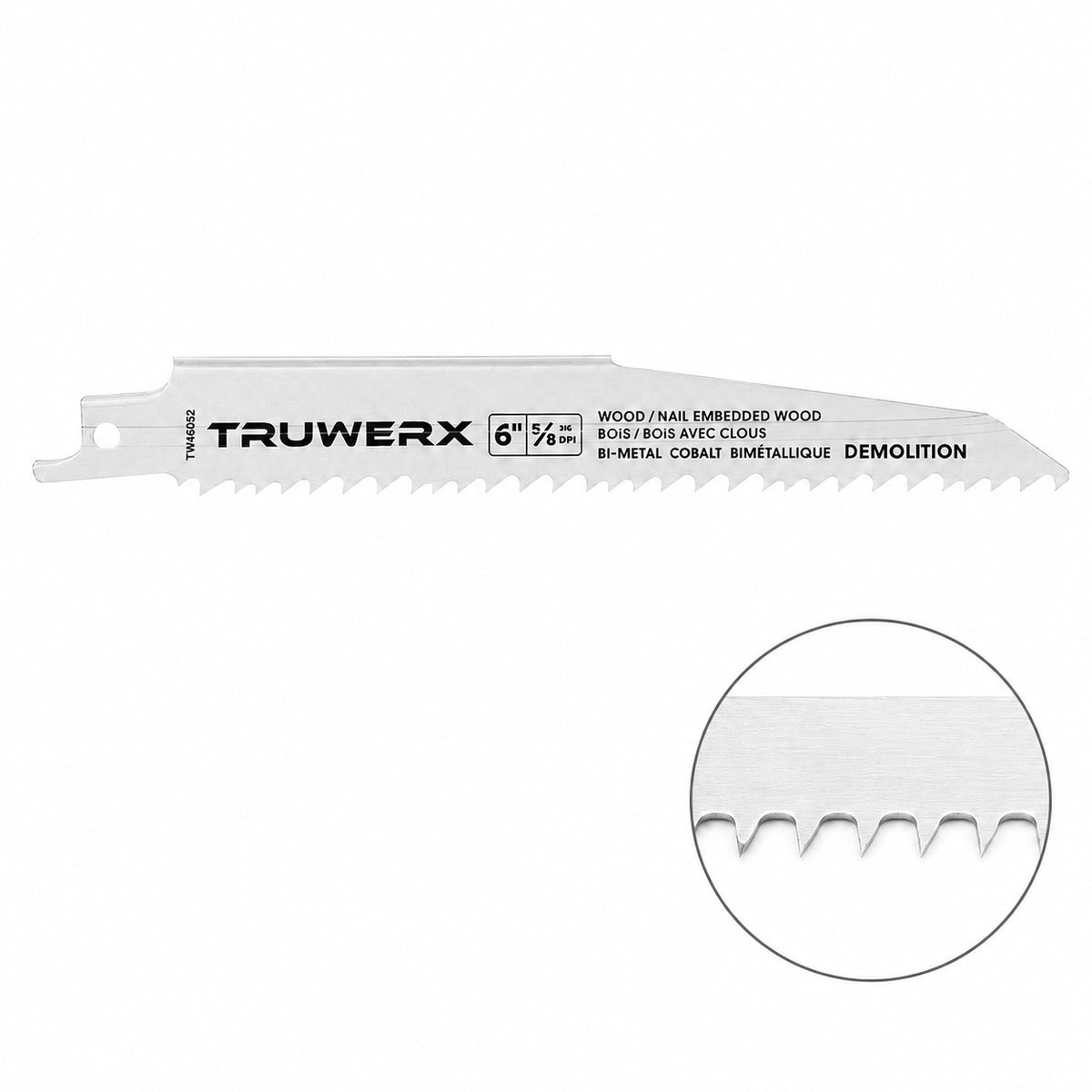 Truwerx 5pk 5/8 TPI Bi-Metal Cobalt Demolition Reciprocating Saw Blades