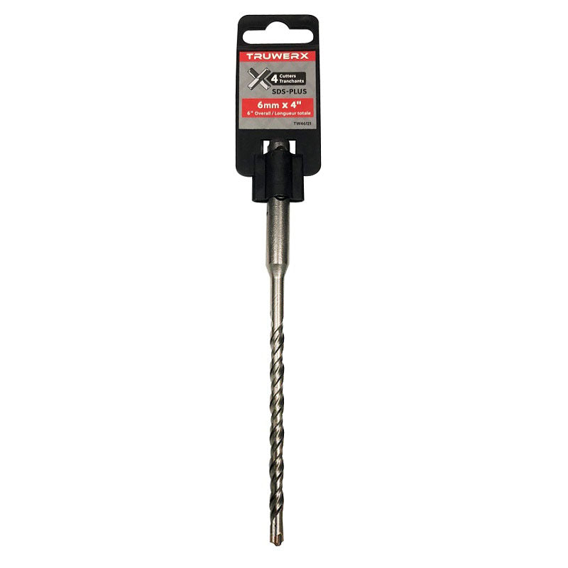 Truwerx 6mm x 4in x 6in SDS-Plus 4-Cutter Rotary Hammer Drill Bit
