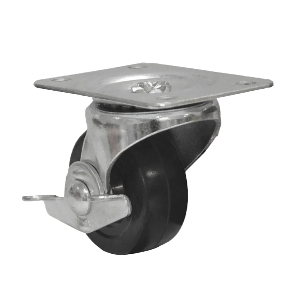 Truwerx TW86226 2-1/2 Inch Heavy-Duty Rubber Swivel Caster Wheel with Brake