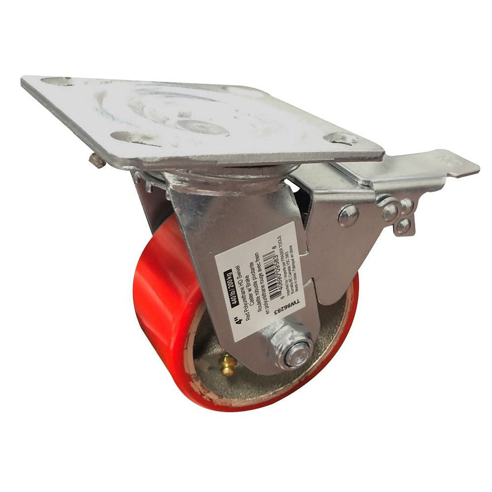 Truwerx Polyurethane Caster Wheel TW86283 4 Inch Swivel with Brake