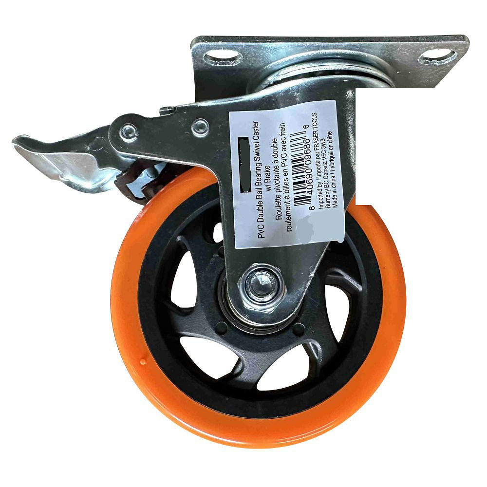 Truwerx 3" PVC Double Ball Bearing Swivel with Brake Caster Wheel TW86153