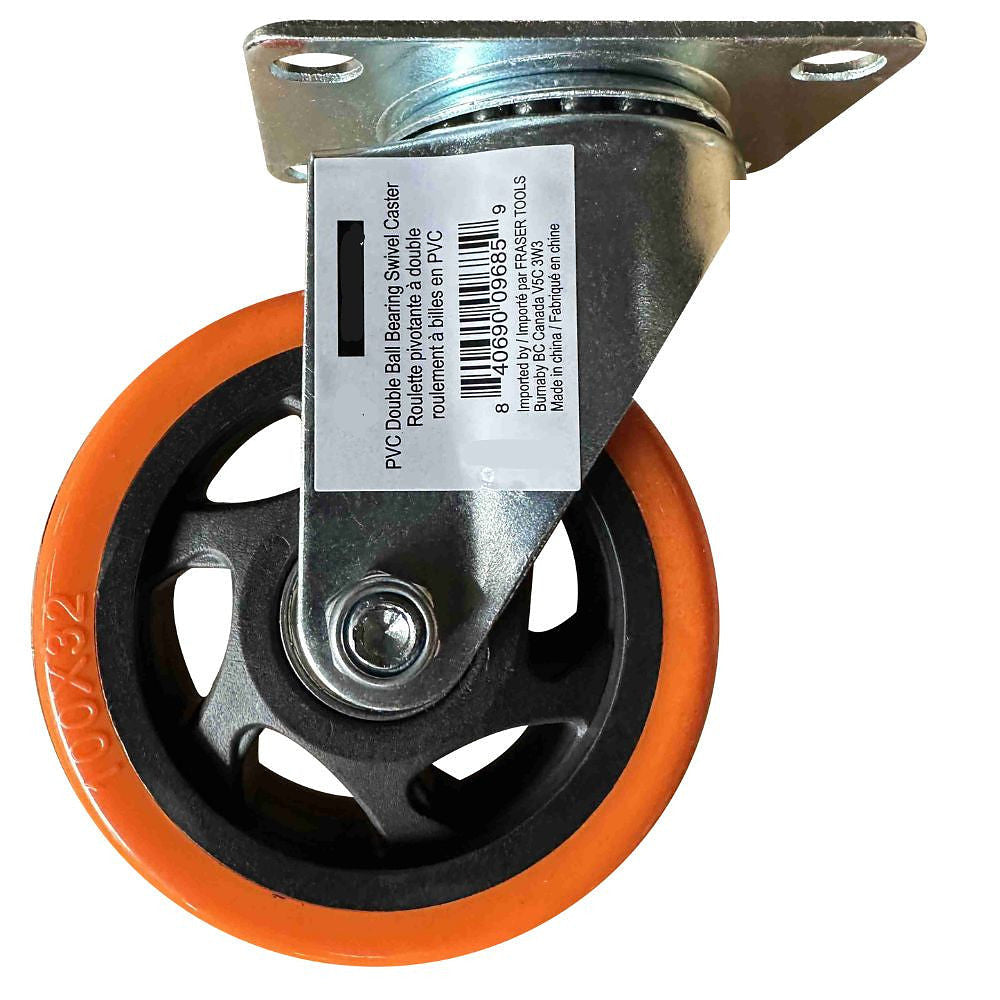 Truwerx 4" PVC Double Ball Bearing Swivel Caster Wheel TW86155