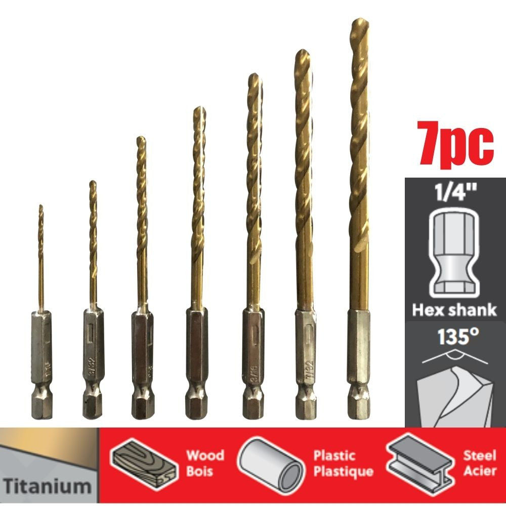 Truwerx 53296 7pc Titanium Coated Drill Bit Set