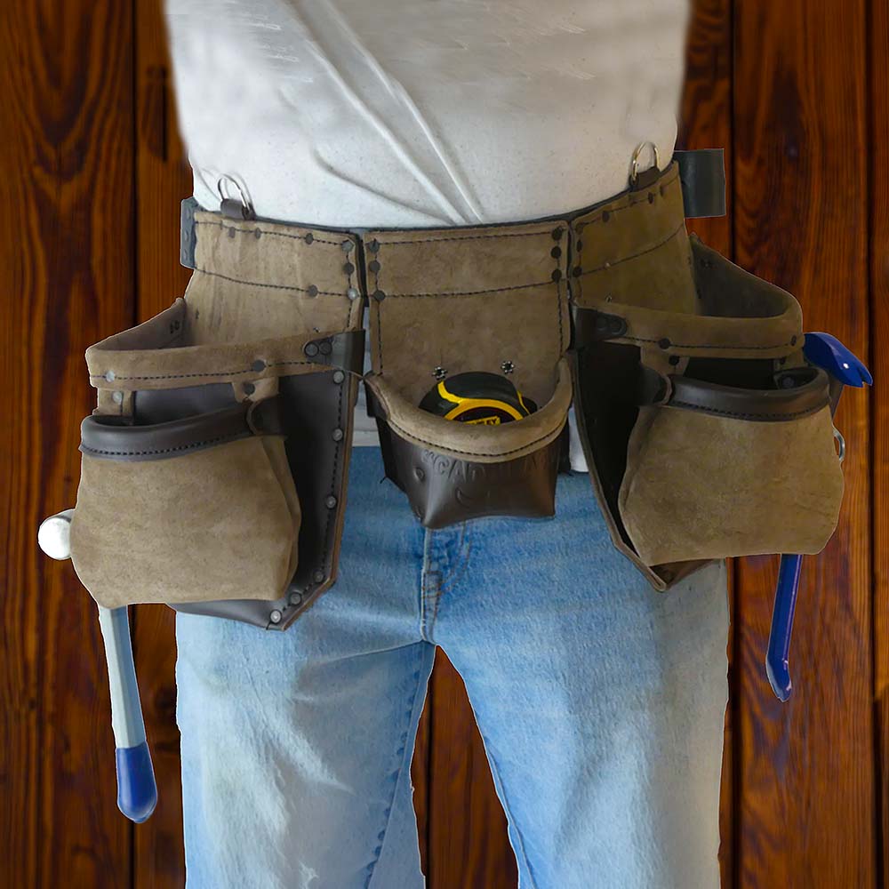 Viking 401 Cadillac Brown Leather Tool Belt with Steel Hammer Loops