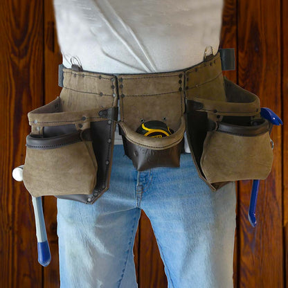 Viking 401 Cadillac Brown Leather Tool Belt with Steel Hammer Loops