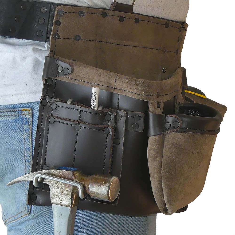 Viking 401 Cadillac Brown Leather Tool Belt with Steel Hammer Loops