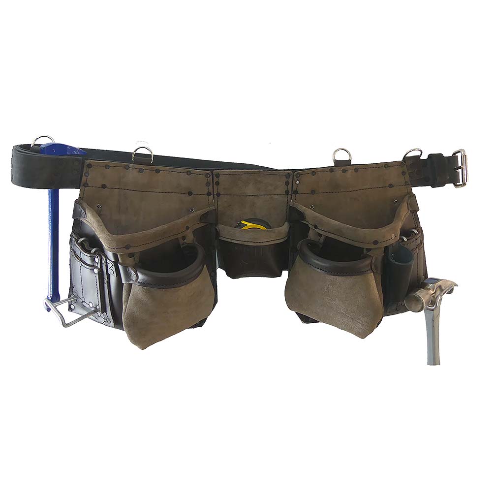 Viking 401 Cadillac Brown Leather Tool Belt with Steel Hammer Loops