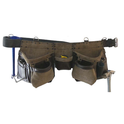 Viking 401 Cadillac Brown Leather Tool Belt with Steel Hammer Loops